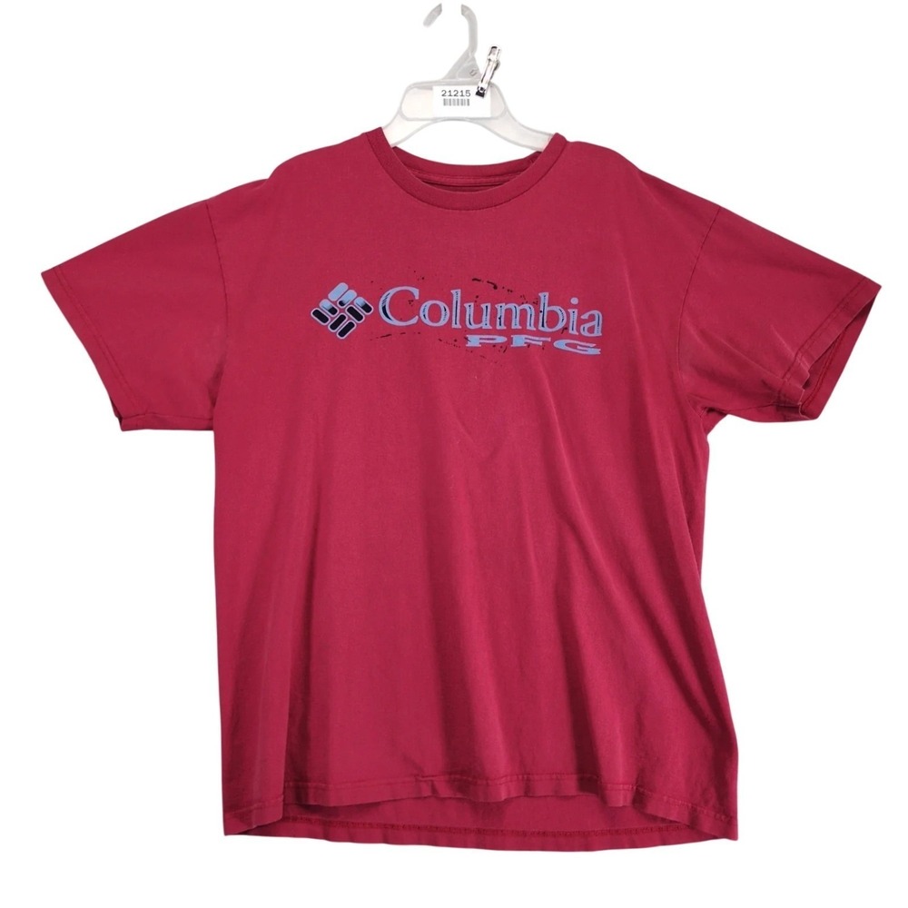 Columbia Sportswear‎ PFG Red T-Shirt Men's L Fishing Gear Angler Logo Casual